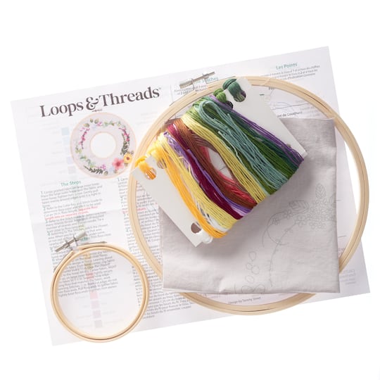 8" Floral Ring Embroidery Kit by Loops & Threads®